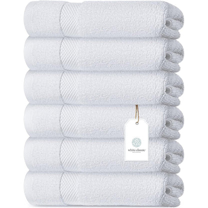 Weißes klassisches Luxus-Baumwollhandtuch 16x30 - 6er-Set