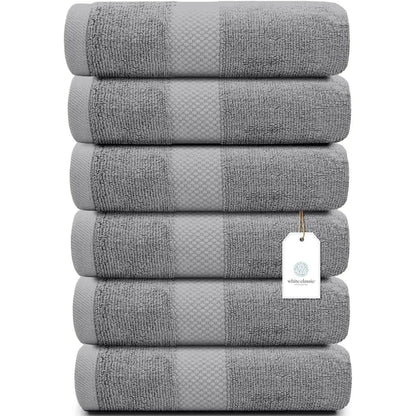 Weißes klassisches Luxus-Baumwollhandtuch 16x30 - 6er-Set