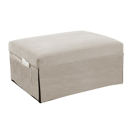White Corduroy Single Convertible Sofa Bed with Reclining Backrest