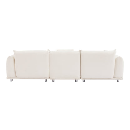 White Modern 111 Oversized 3-seater Sofa with Metal Legs and Solid Wood Frame for Living Room