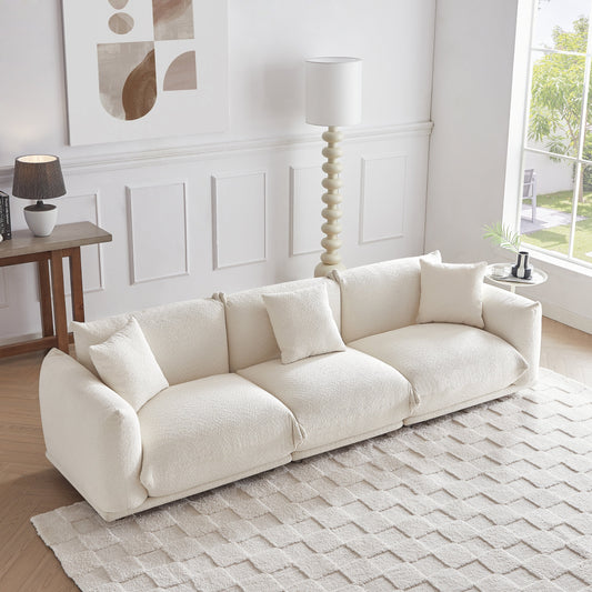 White Modern 111 Oversized 3-seater Sofa with Metal Legs and Solid Wood Frame for Living Room
