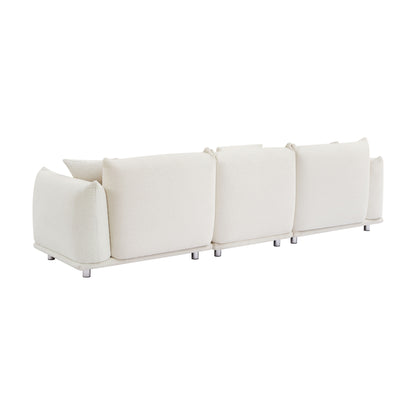 White Modern 111 Oversized 3-seater Sofa with Metal Legs and Solid Wood Frame for Living Room