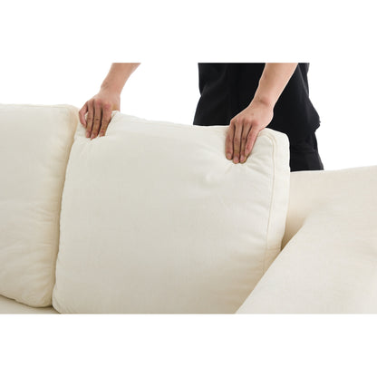 White Modern Minimalist 70.87 Chenille Loveseat Convertible Fold-Out Floor Sofa Bed with Removable Backrest for Living Room