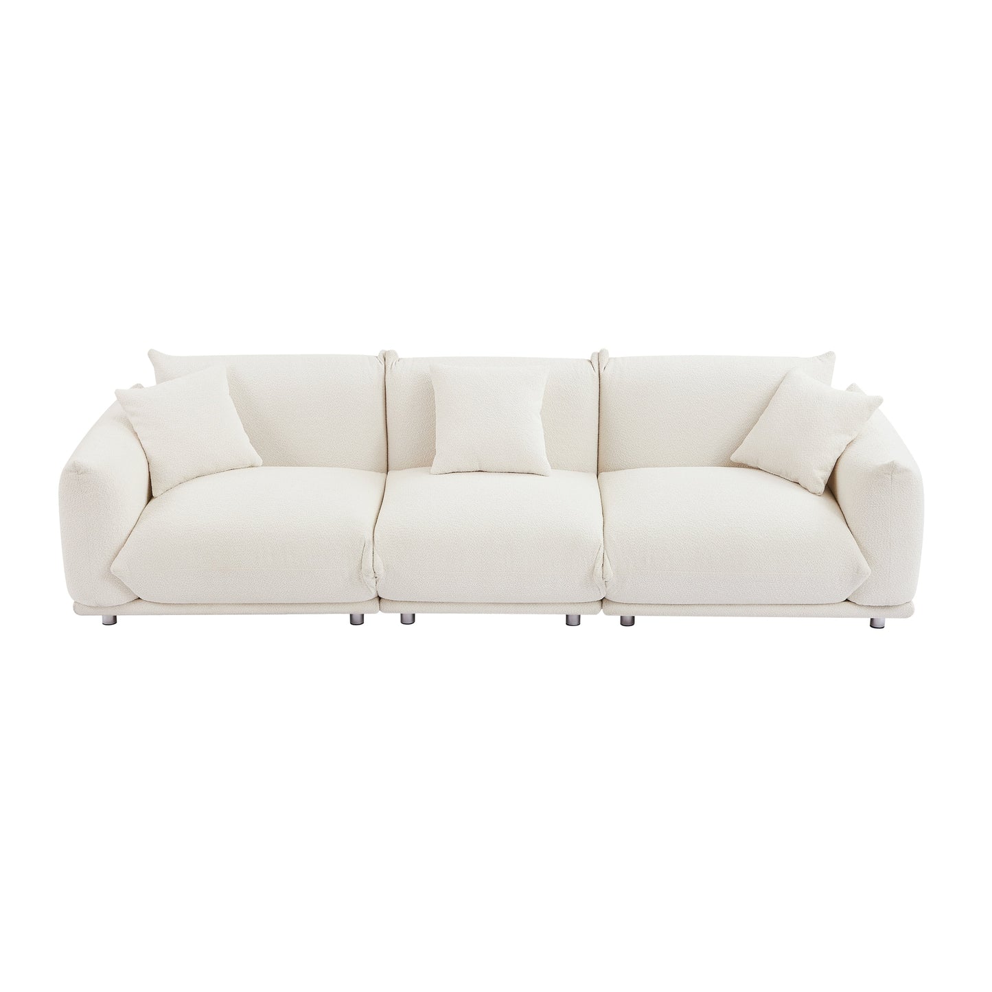 White Oversized 3-seater Sofa with Metal Legs