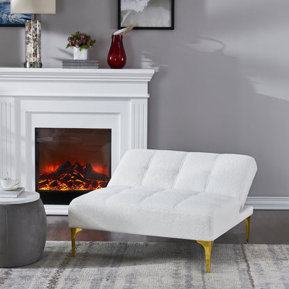 White Teddy Chenille Single Modular Sofa Bed with Solid Wood Frame for Living Room