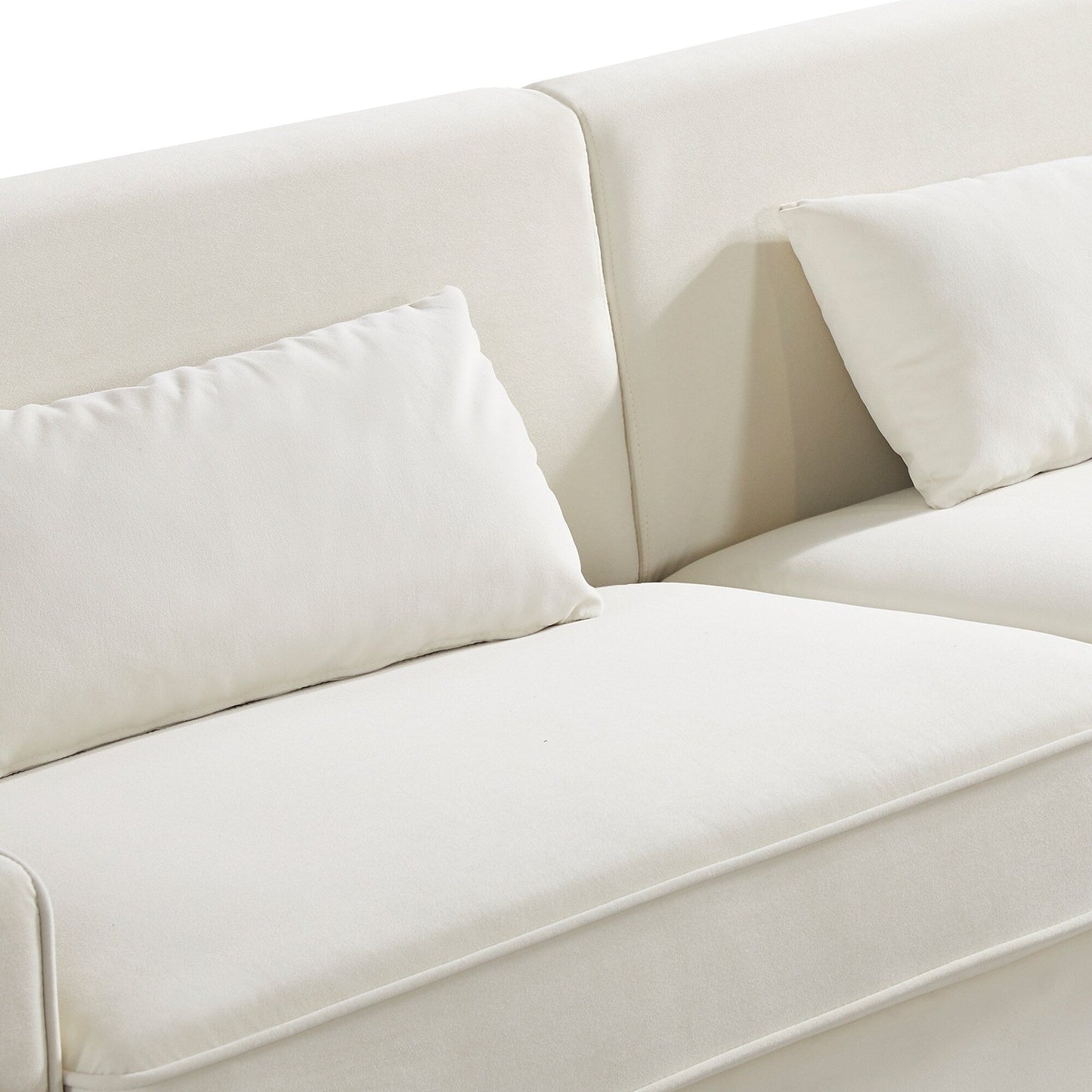 White Velvet Upholstered Loveseat Sofa with Gold Legs