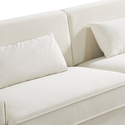 White Velvet Upholstered Loveseat Sofa with Gold Legs
