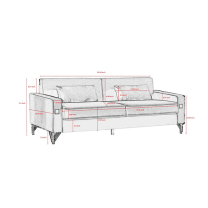 White Velvet Upholstered Loveseat Sofa with Gold Legs
