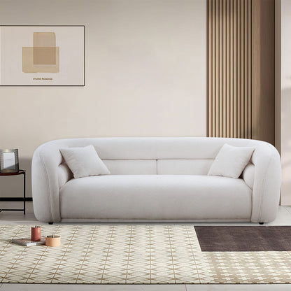 Modern Contemporary 91 Upholstered Curved Sofa With 2 Pillows for Living Room