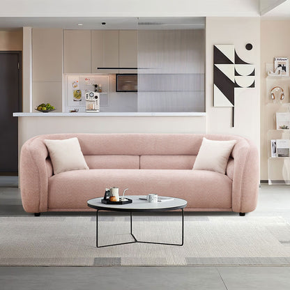 Modern Contemporary 91 Upholstered Curved Sofa With 2 Pillows for Living Room