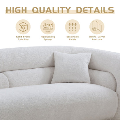Modern Contemporary 91 Upholstered Curved Sofa With 2 Pillows for Living Room