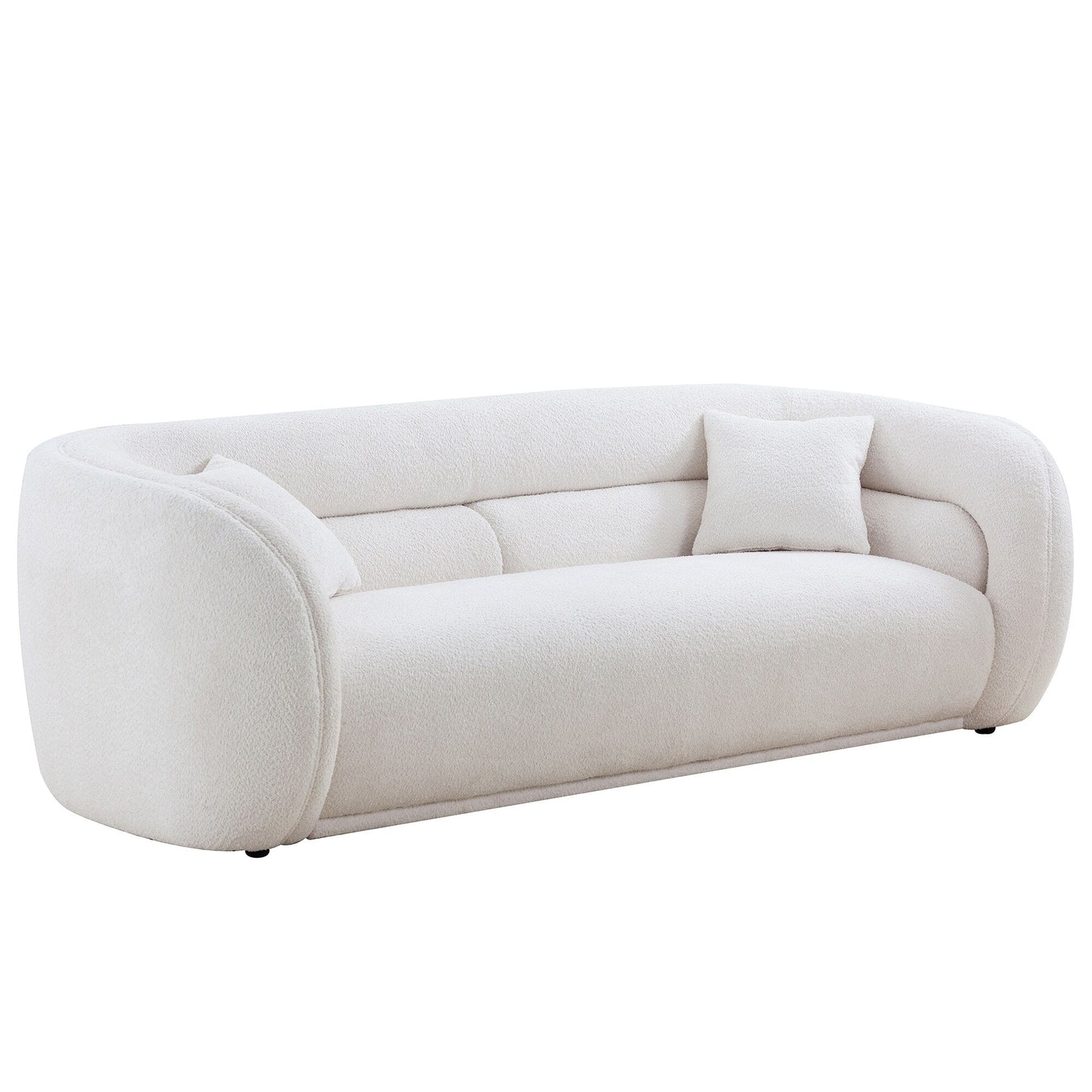 Modern Contemporary 91 Upholstered Curved Sofa With 2 Pillows for Living Room