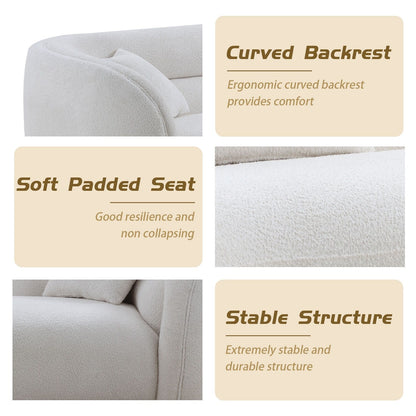 Modern Contemporary 91 Upholstered Curved Sofa With 2 Pillows for Living Room