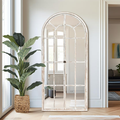 Fensterspiegel, gewölbter Holzspiegel, 180 cm lang x 78 cm breit