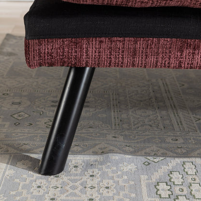 Weinrotes 75,6 Chenille-Schlafsofa, umwandelbar, mit Metallbeinen, für das Wohnzimmer