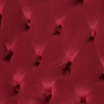 Wine Red Velvet Button Tufted High Wingback Loveseat Sofa