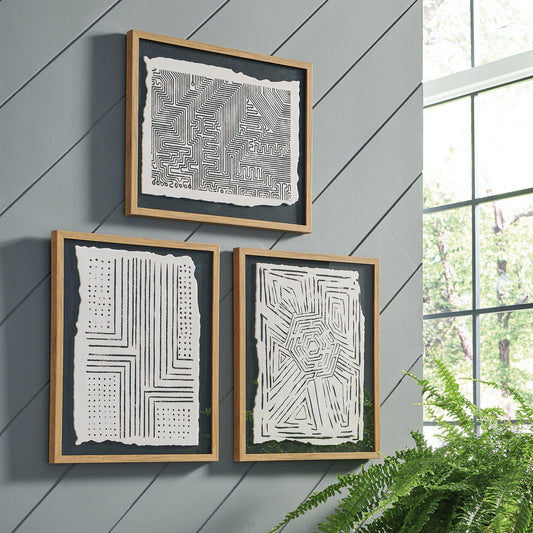 Wonderstow Schwarz/Beige Wandkunst, 3er-Set