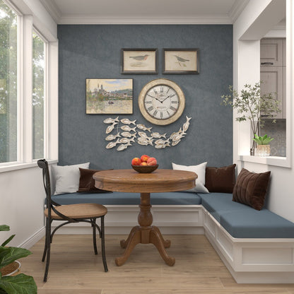 Holzfisch, handgefertigt, schwimmend, Wanddekoration für Zuhause, mit brauner Beunruhigung – Weiß – Roche River Decor