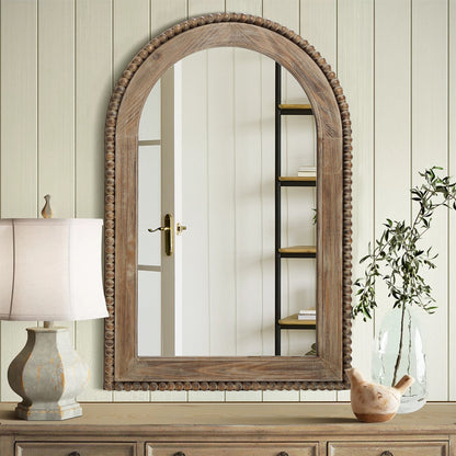 Wandspiegel mit Bogenfenster und Holzrahmen, Badezimmer-Wandspiegel – 39,25 H x 25,87 B x 1,5 T