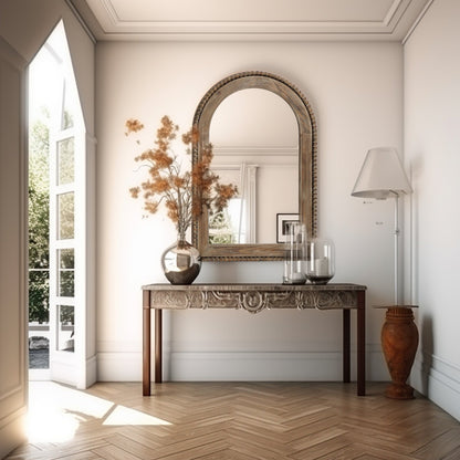 Wandspiegel mit Bogenfenster und Holzrahmen, Badezimmer-Wandspiegel – 39,25 H x 25,87 B x 1,5 T