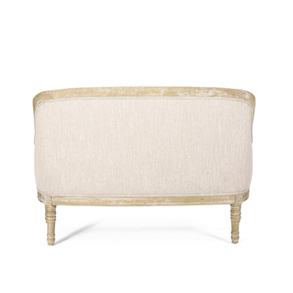 Wood Loveseat Sofa with Rubber Wood Frame