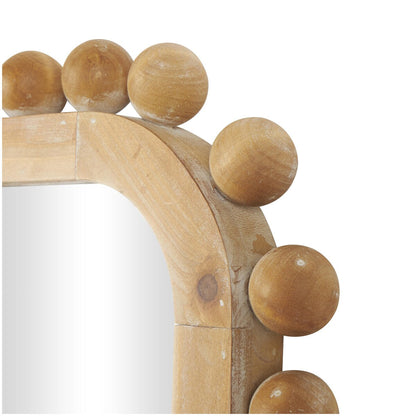 Wandspiegel aus Holz mit Perlenrahmen – Braun – Roche River Decor