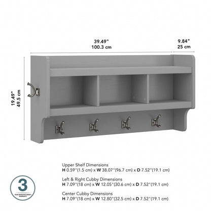 Woodland 40W Wandgarderobe mit Ablage von Bush Furniture