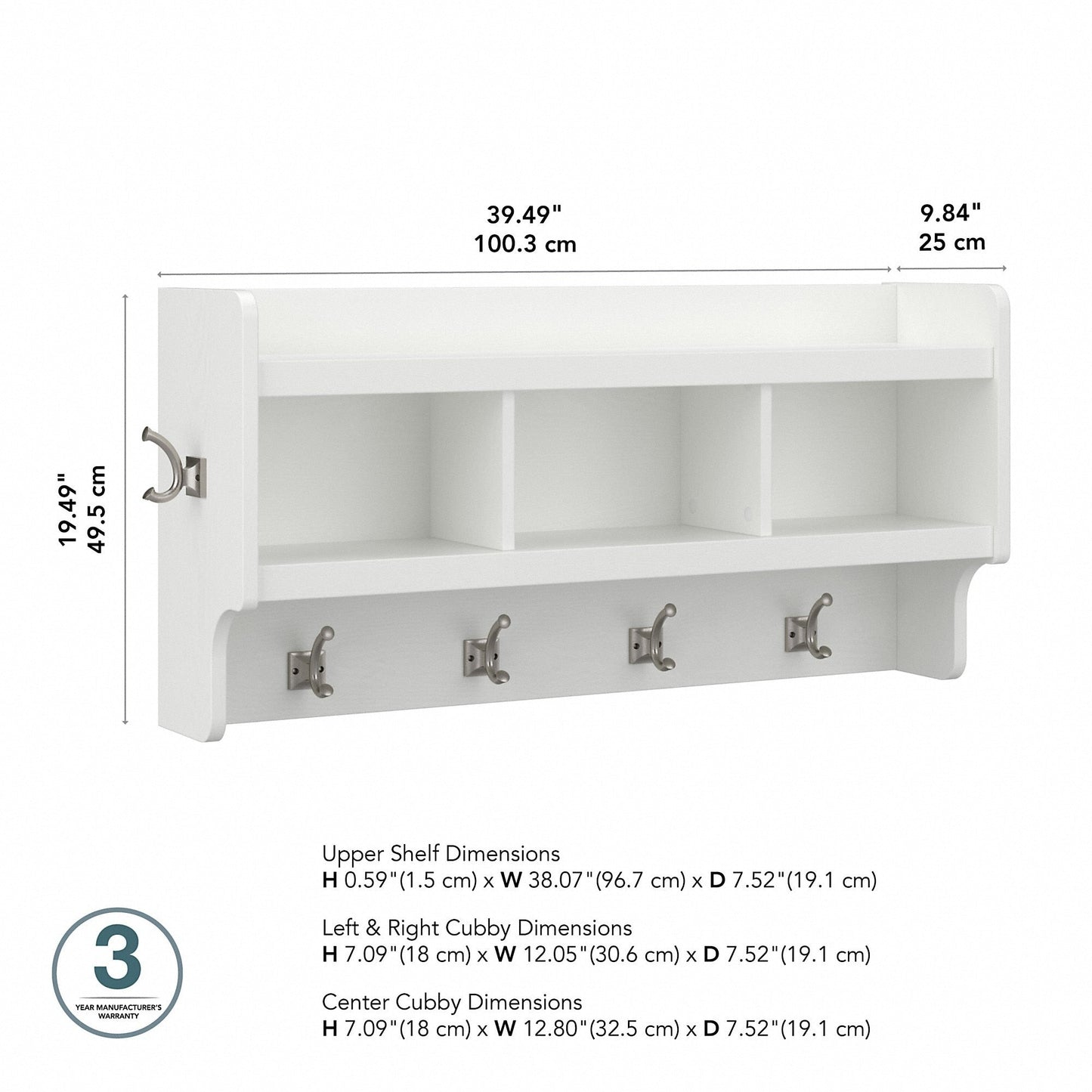 Woodland 40W Wandgarderobe mit Ablage von Bush Furniture