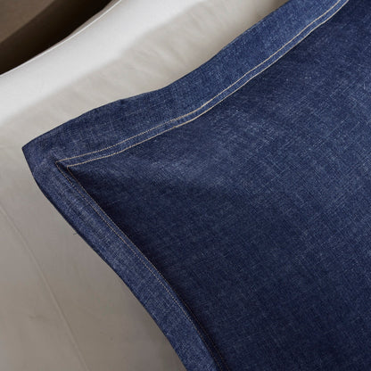 Woolrich Perry Blue Übergroßes und überfülltes Denim-Bettdeckenset
