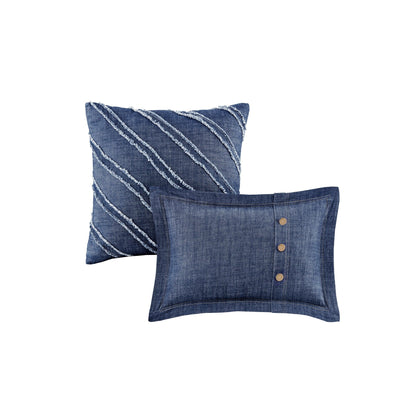Woolrich Perry Blue Übergroßes und überfülltes Denim-Bettdeckenset