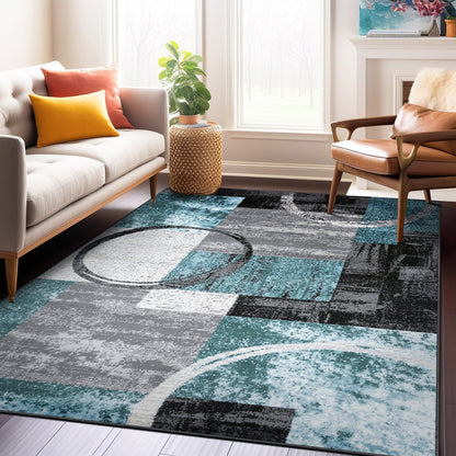 World Rug Gallery Abstract Polypropylene Machine-Made Circle Area Rug