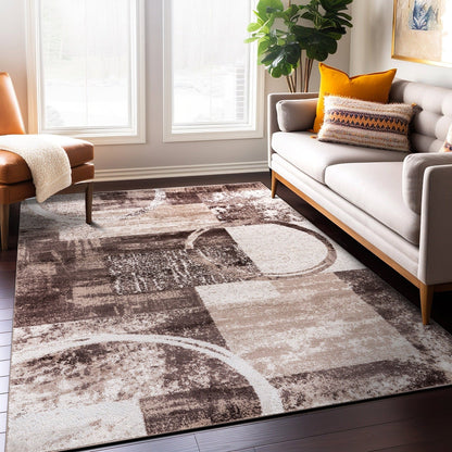 World Rug Gallery Abstract Polypropylene Machine-Made Circle Area Rug