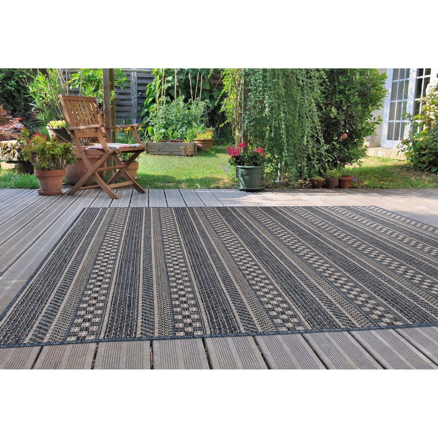 World Rug Gallery Bohemian Geometric Stripe Indoor/Outdoor-Teppich
