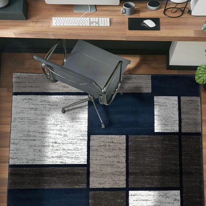 World Rug Gallery Contemporary Modern Boxed Color Block Area Rug