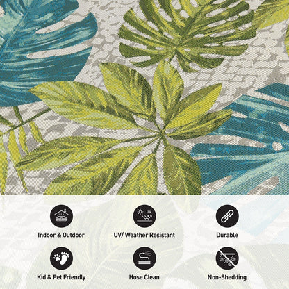 World Rug Gallery – Moderner Teppich für drinnen und draußen mit tropischem Blumenmuster
