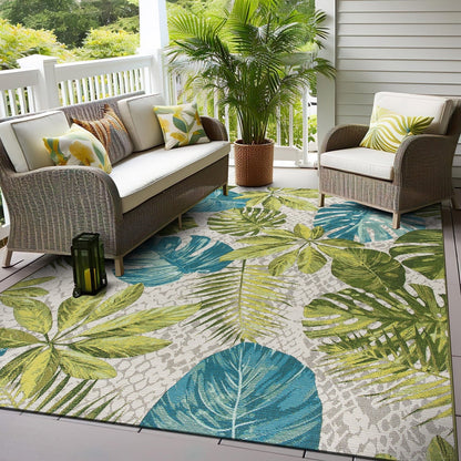 World Rug Gallery – Moderner Teppich für drinnen und draußen mit tropischem Blumenmuster