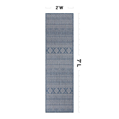 World Rug Gallery Distressed Geometric Bohemian Textured Flat Weave Indoor/Outdoor Area Rug
