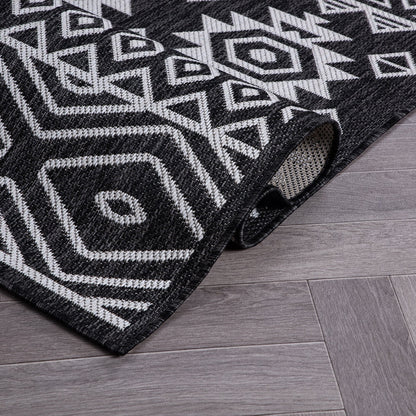 World Rug Gallery Distressed Geometric Bohemian Textured Flat Weave Indoor/Outdoor Area Rug