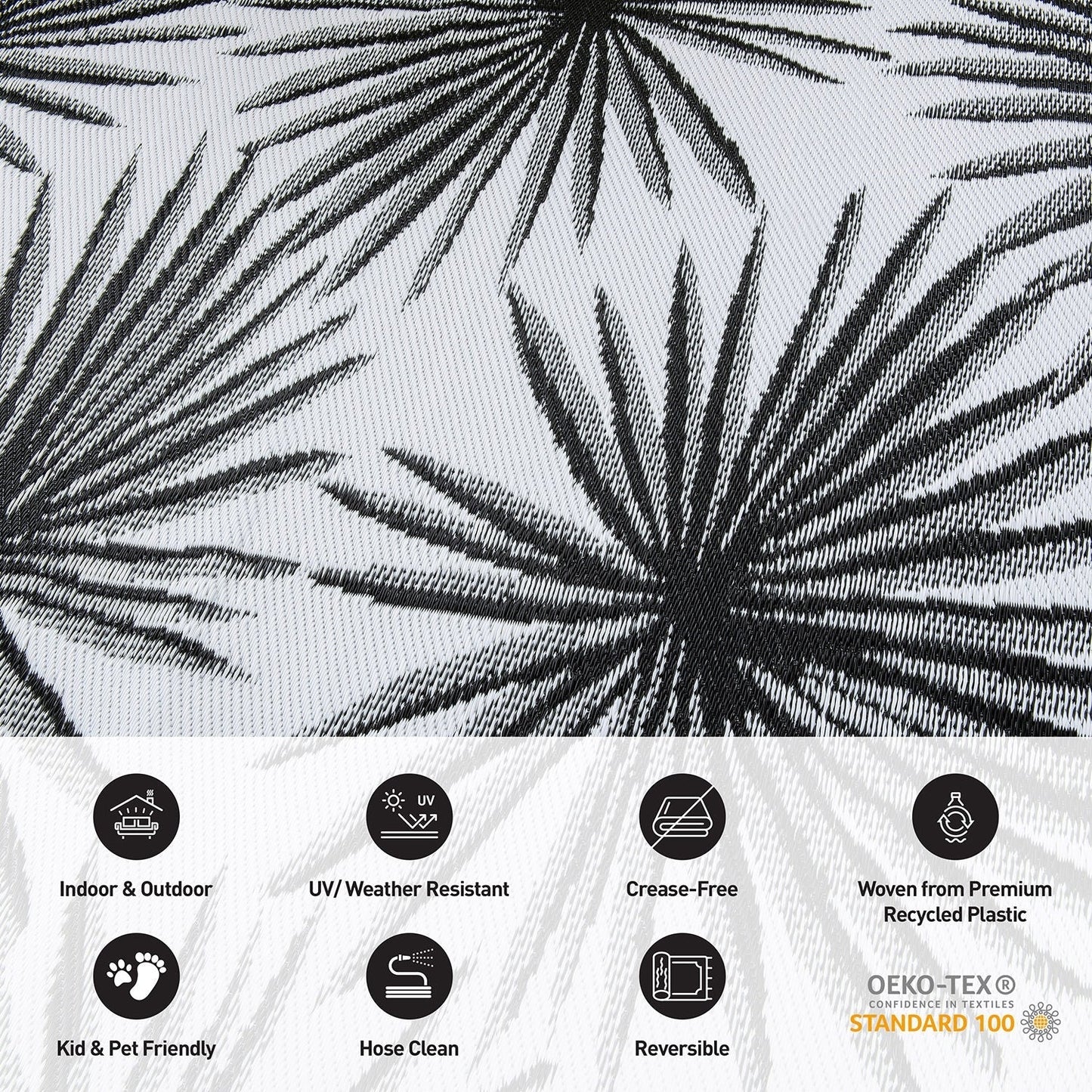 World Rug Gallery – Wendbare Outdoor-Teppiche aus recyceltem Kunststoff mit Blumenmuster und tropischem Muster