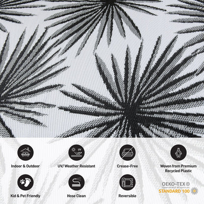World Rug Gallery – Wendbare Outdoor-Teppiche aus recyceltem Kunststoff mit Blumenmuster und tropischem Muster