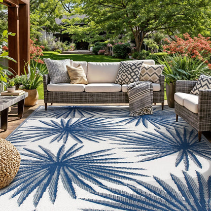 World Rug Gallery – Wendbare Outdoor-Teppiche aus recyceltem Kunststoff mit Blumenmuster und tropischem Muster