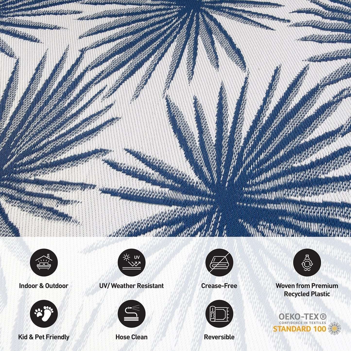 World Rug Gallery – Wendbare Outdoor-Teppiche aus recyceltem Kunststoff mit Blumenmuster und tropischem Muster