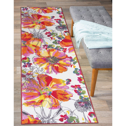 World Rug Gallery Moderner, rutschfester Teppich mit leuchtenden Blumen, mehrfarbig