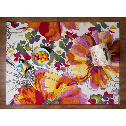 World Rug Gallery Moderner, rutschfester Teppich mit leuchtenden Blumen, mehrfarbig