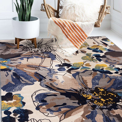 World Rug Gallery Moderner, rutschfester Teppich mit leuchtenden Blumen, mehrfarbig
