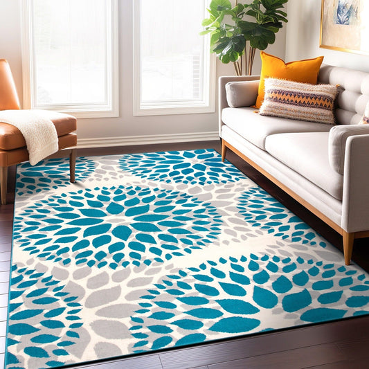 World Rug Gallery Moderner Teppich mit floralen Kreisen