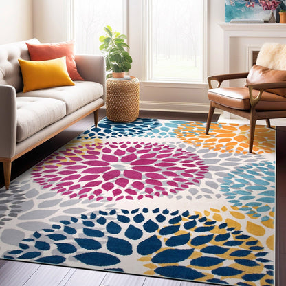 World Rug Gallery Moderner Teppich mit floralen Kreisen