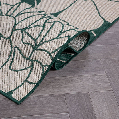 World Rug Gallery Modern Floral Flowers Textured Flat Weave Indoor/Outdoor Area Rug
