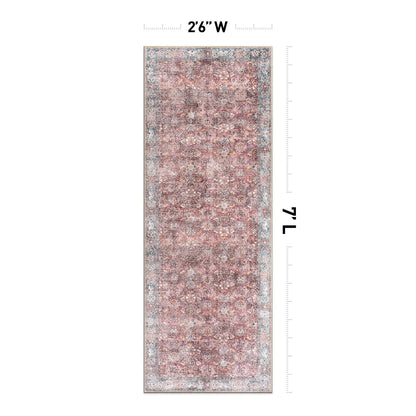 World Rug Gallery Transitional Bordered Vintage Machine Washable Non Slip Area Rug