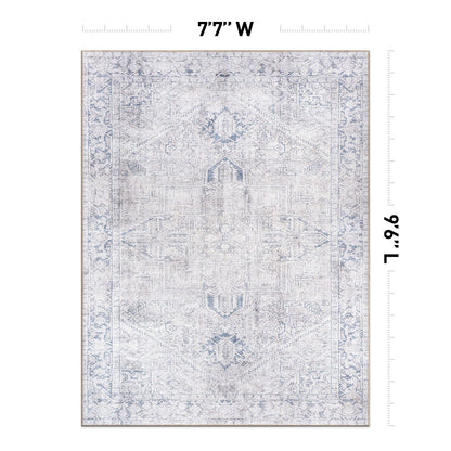 World Rug Gallery Vintage Boho Medallion Machine Washable Non Slip Area Rug